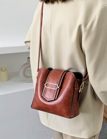 Fashion Brown Embroidered Thread Shoulder Bag
