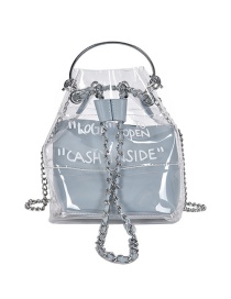 Fashion Blue Transparent Printed Chain Crossbody Bag