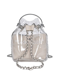 Fashion Khaki Transparent Printed Chain Crossbody Bag