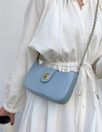 Fashion Blue Solid Color Buckle Shoulder Crossbody Bag