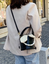 Fashion Black Portable Pearl Shoulder Bag