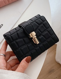 Fashion Black Fold Wallet With Stone Pattern Lock
