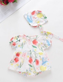 Fashion White Printed Floral Hooded Jumpsuit