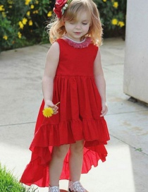 Fashion Red Irregular Children's Dress