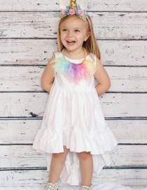 Fashion White Irregular Children's Dress