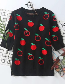 Fashion Black Apple Pattern Sleeves Top