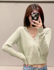 Fashion Green Candy-colored Knitted Cardigan