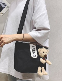 Fashion Black Plush Bear Canvas Shoulder Bag