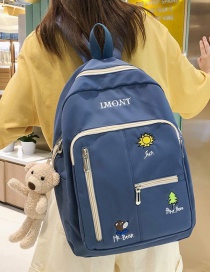 Fashion Blue Send Bear Pendant Embroidered Cartoon Backpack