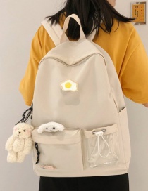 Fashion Send A Bear Pendant On White Egg Badge Backpack