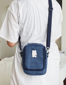 Fashion Blue Canvas Bear Cartoon Shoulder Bag