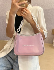 Fashion Pink Transparent Acrylic Chain Underarm Bag