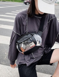 Fashion Black Transparent Colorblock Letter Crossbody Bag