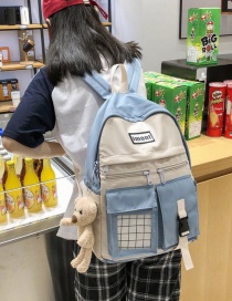 Fashion Blue Send Bear Pendant Plush Bear Doll Transparent Lattice Backpack