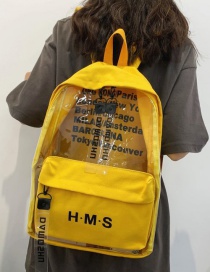 Fashion Yellow Transparent Printed Letter Backpack