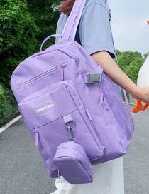 Fashion Violet Multi-pocket Large-capacity Letter Logo Backpack