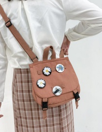 Fashion Pink Badge Flower Buckle Diagonal Shoulder Bag