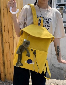 Fashion Yellow Send Frog Pendant Embroidered Planet Drawstring Canvas Backpack