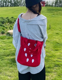 Fashion Red Embroidered Peanut And Strawberry Fruit Canvas Shoulder Messenger Bag