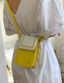 Fashion Yellow Stitching Contrast Cat Paw Clamshell Shoulder Bag