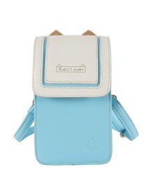 Fashion Light Blue Stitching Contrast Cat Paw Clamshell Shoulder Bag