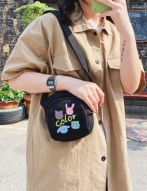 Fashion Black Bunny Hit Color Printed Shoulder Messenger Bag
