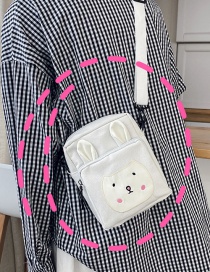 Fashion White Canvas Shoulder Bag With Embroidered Rabbit Ears
