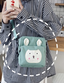 Fashion Green Canvas Shoulder Bag With Embroidered Rabbit Ears