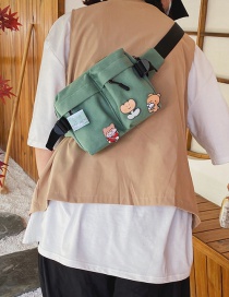 Fashion Green Send Pendant Canvas Badge Bear Canvas Crossbody Bag