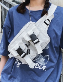 Fashion White Multi-pocket Mortise Canvas Shoulder Bag