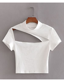 Fashion White Irregular T-shirt With Front And Back Cutouts