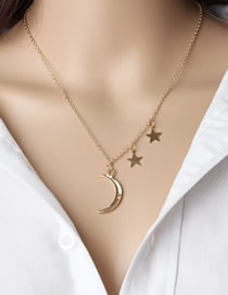 Fashion Golden Moon Five-pointed Star Alloy Multi-layer Necklace