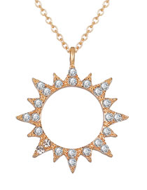 Fashion Sun Hollow Diamond Diamond Sun Star Moon Alloy Pendant Necklace