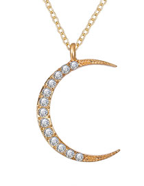 Fashion Moon Hollow Diamond Diamond Sun Star Moon Alloy Pendant Necklace