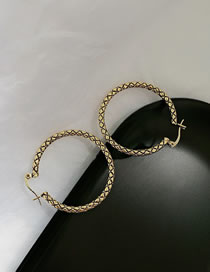 Fashion Ancient Gold (3.9cm In Diameter) Rhombus Geometric Round Alloy Earrings