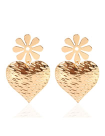 Fashion Golden Alloy Flower Love Earrings