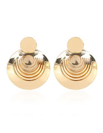 Fashion Golden Textured Round Alloy Earrings