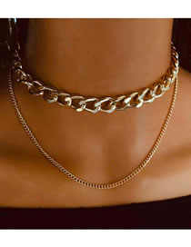 Fashion Golden Alloy Thick Chain Double-layer Necklace