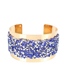 Fashion Blue Crystal Alloy Wide-bracelet Bracelet