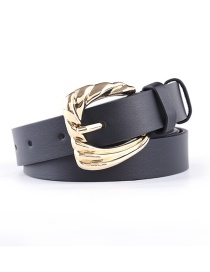 Fashion Black Three Gold Buckle Pin Buckle Belt