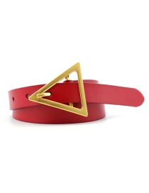 Fashion Red Triangle Buckle Shape Thin Belt