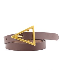 Fashion Dark Khaki Triangle Buckle Shape Thin Belt