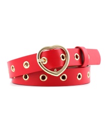 Fashion Red Peach Heart Button Air Eye Belt