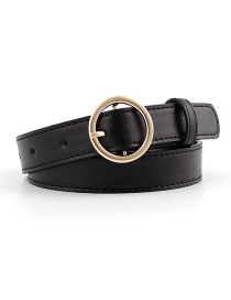 Fashion Black-gold Buckle Pu Buckle Belt With Round Buckle