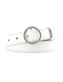 Fashion White-silver Buckle Pu Buckle Belt With Round Buckle
