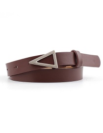 Fashion Brown Silver Triangle Buckle Snap Belt