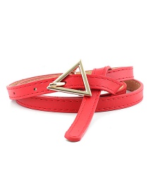 Fashion Red Triangle Buckle Thin Belt