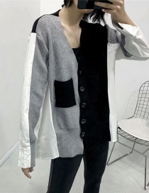 Fashion Black Single-breasted Sweater With Asymmetric Stitching