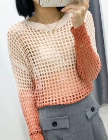 Fashion Color Tie-dyed Openwork Mesh Gradient Sweater