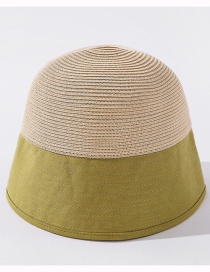 Fashion Tender Green Straw Stitching Sunscreen Shading Split Fisherman Hat